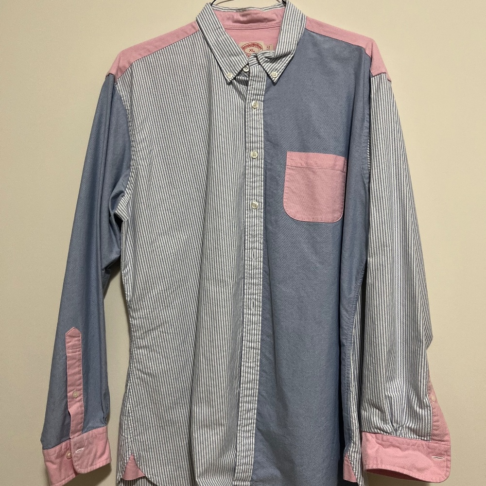 Mens Brooks Brothers Patched Dress Shirt (XL)